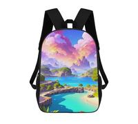 sinyumoney Island Paradise with Vibrant Sky School Backpack Daypacks Business Backpack Water Resistant Bookbag - Perfect for Travel, Work And Daily Use 17inch