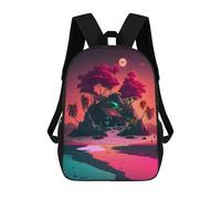 sinyumoney Island Retreat at Sunset 3D Printed Children's School Backpack for Kids Travel Rucksacks Book Bags Kids School Bag 17inch