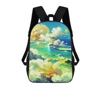 sinyumoney Island Sky Dreamscape -1 Fashion Student School Backpack Suitable for Boys Girls Kids Casual Outdoor Travel Essential Daypack 17inch