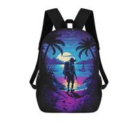 sinyumoney Island Sunset Hiker Backpack Cartoon Plush Bag, 3D Backpack for Kids School Bag Birthday Gift Idea for Boys And Girls 17inch