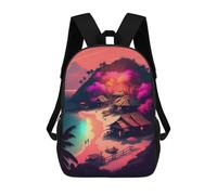 sinyumoney Island Sunset Retreat Backpack School Backpack Kids School Bag Large Capacity Kids Backpack for School Rucksack 3D Book Bag Gifts for Kids 17inch