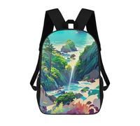 sinyumoney Island with Waterfall And Ocean School Backpack Rucksack Casual Daypacks School Work Travel Bag for Campus Outdoor Travel Sports 17inch