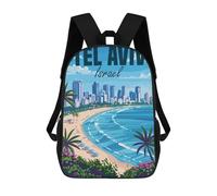 sinyumoney Israel Tel Aviv Travel Backpack, Children's Backpack, Student School Bag Bookbag Rucksack, 3D Printed School Bag for Boys Girls 17inch