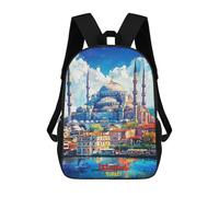 sinyumoney Istanbul Art Backpacks Kids School Backpack School Bag 3D Printed School Bag for Boys Elementary And Middle School Students 17inch