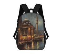 sinyumoney Istanbul Turkey Art Backpacks Kids School Backpack School Bag 3D Printed School Bag for Boys Elementary And Middle School Students 17inch