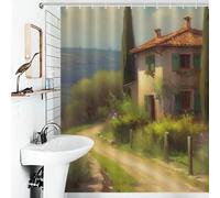 sinyumoney Italian Villa Shower Curtain Waterproof Mould Quick Drying Proof Resistant Bathroom Curtains Modern Art for Stalls Bathtubs 56.30x70.87Inch（143x180cm）