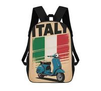 sinyumoney Italy Scooter Vintage Children's School Backpack 3D Printed for Kids Travel Rucksacks Book Bags Kids School Bag 17inch