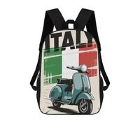 sinyumoney Italy Scooter Vintage Travel Children's Backpacks School Backpack 3D Printed Backpack for Kids Travel Rucksacks Book Bags Kids School Bag 17inch