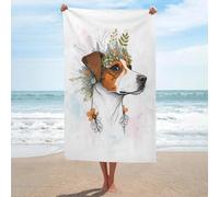 sinyumoney Jack Russel Terrier Flower Basics Towel Set Super Soft Absorbent Beach Towel for Bathroom Pool Beach And Trips Bath Sheet 130cm*80cm