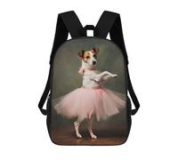 sinyumoney Jack Russell Dog Ballerina Backpack for School 3D Printed Boys Girls School BagChildren Bookbag Travel Rucksack 17inch