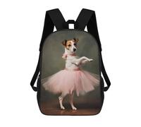 sinyumoney Jack Russell Dog Ballerina School Bags Large Lightweight Casual Backpack- Perfect for Travel, Work And Daily Use 17inch
