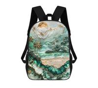 sinyumoney Jade Sea Lagoon Kintsugi Backpacks 3D Printed Kids School Backpack Outdoor Casual Daypack Fashion Casual Children Backpacks Cute Travel Bags 17inch