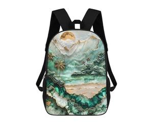 sinyumoney Jade Sea Lagoon Kintsugi School Backpack Large Lightweight Casual Backpack for Boys/Girls/Teenagers 17inch