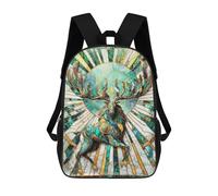 sinyumoney Jade Sun Elk Kintsugi Backpack School Lightweight Casual Daypack School Backpacks for Men, Women & Teenage Boys 17inch