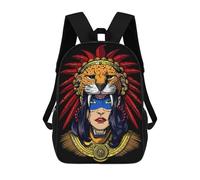 sinyumoney Jaguar Headdress Illustration School Backpack Rucksack Casual Daypacks School Work Travel Bag for Men, Women & Teenage Boys 17inch