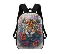 sinyumoney Jaguar in Flowers 3D Printed 17 Inch School Backpack Children's Backpacks 3D Printed Cool Knapsack for Boys Elementary And Middle