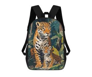 sinyumoney Jaguar Mother And Cub Kids Backpack, Kids School Bag 3D Printed School Backpacks for Boys And Teenager School Students 17inch