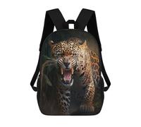 sinyumoney Jaguar Roaring in The Wild Kids Backpack,School Backpack Kids School Bag 3D Printed Cartoon Large Capacity Backpack for Kids Boys And Girls 17inch