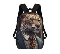 sinyumoney Jaguar Suit Animal Clothes Children's School Backpack 3D Printed for Kids Travel Rucksacks Book Bags Kids School Bag 17inch