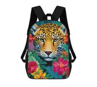 sinyumoney Jaguar Tropical Bloom 3D Printed Kids Backpacks Boys Fashion School Bag Travel Backpacks School Bags for Boys Elementary School Students 17inch