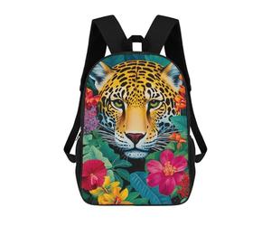 sinyumoney Jaguar Tropical Bloom Backpack School Fashion Stationery Backpack Waterproof Casual Daypacks for Boys/Girls/Teenagers 17inch