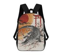 sinyumoney Japan Alligator Painting Backpack School Water Resistant Travel Backpack Computer Bag for Girls Boys Teenage 17inch