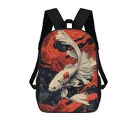 sinyumoney Japan Betta Fish Poster Children's School Backpack 3D Printed for Kids Travel Rucksacks Book Bags Kids School Bag 17inch
