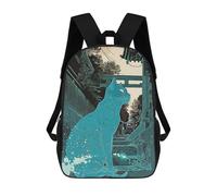 sinyumoney Japan Blue Cat Backpack School Work Laptop Backpack Rucksack Bag for Men, Women & Teenage Boys 17inch