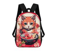 sinyumoney Japan Cat Ramen Ruby Art 3D Printed Kids Backpacks Boys Fashion School Bag Travel Backpacks School Bags for Boys Elementary School Students 17inch
