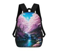 sinyumoney Japan Cherry Blossom River Backpacks Kids School Backpack School Bag 3D Printed School Bag for Boys Elementary And Middle School Students 17inch