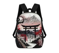 sinyumoney Japan Cherry Blossom Tori Backpacks Children's Backpacks School Bag 3D Printed Children's School Backpack Fashion Travel Backpacks for Kids Elementary Middle School 17inch