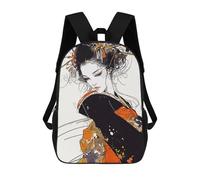 sinyumoney Japan Geisha Backpack with Pocket 3D Printed Backpacks, Travel Rucksacks Book Bags Kids School Bag 17inch