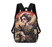 sinyumoney Japan Geisha Gun 3D Printed School Backpack Casual Children's Backpacks 3D Printed School Bag for Boys Elementary And Middle 17inch