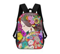 sinyumoney Japan Girl Kimono Floral School Backpack Lightweight Casual Daypack School Backpacks for Boys/Girls/Teenagers 17inch