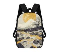 sinyumoney Japan Golden Landscape Children's Backpacks School Backpack 3D Printed for Kids Travel Rucksacks Book Bags Kids 17inch School Bag