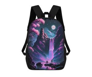 sinyumoney Japan Lunar Waterfall Backpack with Pocket 3D Printed Backpacks, Travel Rucksacks Book Bags Kids School Bag 17inch