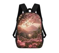 sinyumoney Japan Mount Fuji Sakura Backpacks Kids Student Schoolbag 3D Printed Backpacks Elementary And Middle School Students Backpacks for Boys Girls 17inch
