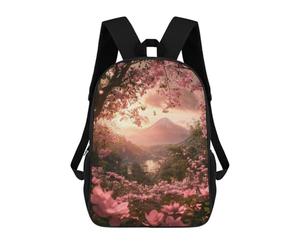 sinyumoney Japan Mount Fuji Sakura Backpacks Kids Student Schoolbag 3D Printed Backpacks Elementary And Middle School Students Backpacks for Boys Girls 17inch