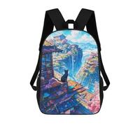 sinyumoney Japan Mountain Village Cat School Backpack Secondary Causal Travel High School Bags for Teenage Girls Boys Women Men 17inch