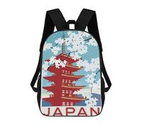 sinyumoney Japan Pagoda Cherry Blossom Travel School Backpack Rucksack Casual Daypacks School Work Travel Bag for Campus Outdoor Travel Sports 17inch