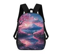 sinyumoney Japan Sakura in Mount Fuji Backpack School Lightweight Schoolbag Dayback Bookbag College for Men/Women 17inch