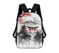 sinyumoney Japan Scenery Ink Wash 2 Backpacks Kids School Backpack School Bag 3D Printed School Bag for Boys Elementary And Middle School Students 17inch