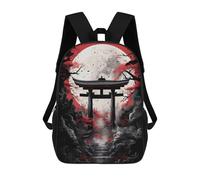 sinyumoney Japan Tori Landscape 3D Printed Children's School Backpack for Kids High Capacity Travel Rucksacks Book Bags Kids School Bag Back Pack 17inch