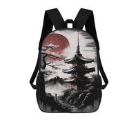 sinyumoney Japanese Abstract 2 Backpacks Kids School Backpack School Bag 3D Printed School Bag for Boys Elementary And Middle School Students 17inch