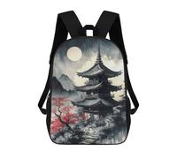 sinyumoney Japanese Abstract 3 Backpack School Lightweight Schoolbag Dayback Bookbag College for Men/Women 17inch