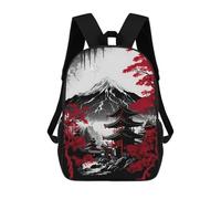 sinyumoney Japanese Architecture Ink Children's Backpack, 3D Printed School Backpack, Backpack for Boys Girls, Adjustable School Bag for Primary School 17inch