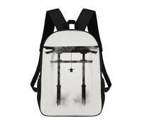 sinyumoney Japanese Art Ink Shrine Backpack 3D Printed Children's School Backpack for Kids High Capacity Travel Rucksacks Book Bags Kids School Bag Back Pack 17inch