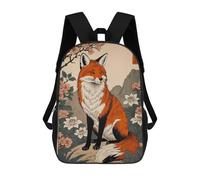 sinyumoney Japanese Art Kitsune Backpack School High Secondary School Bags Casual Backpack for Teenage Girls Boys Women Men 17inch