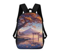 sinyumoney Japanese Autumn Landscape with Torii Gate Backpacks Kids 17inch School Backpack School Bag 3D Printed School Bag for Boys Elementary And Middle School Students