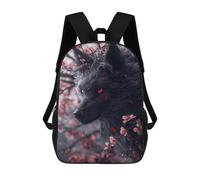 sinyumoney Japanese Black Kitsune Fox Backpack with Pocket 3D Printed Backpacks, Travel Rucksacks Book Bags Kids School Bag 17inch